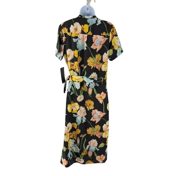 Tuckernuck NEW Black Moonlit Iris Camille Belted Short Sleeve Maxi Dress Size M - Picture 7 of 11